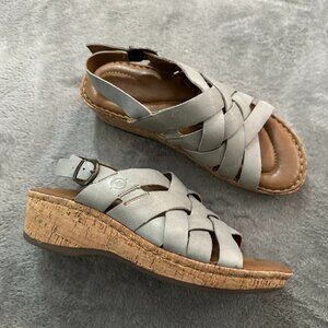 Born Laila Leather Slingback Sandals Wedge Strappy Women's 8